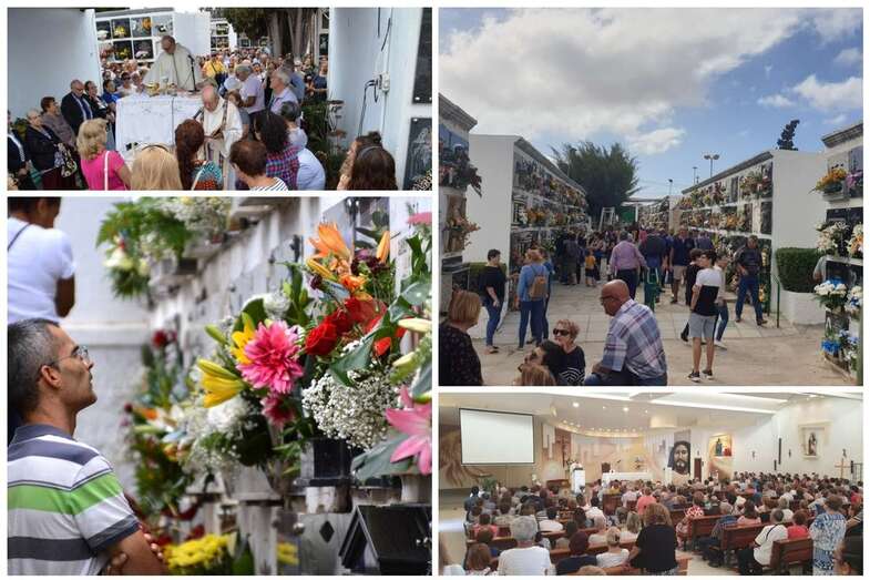 Imágenes de los dos camposantos de Telde en la jornada de este jueves (Foto TA)